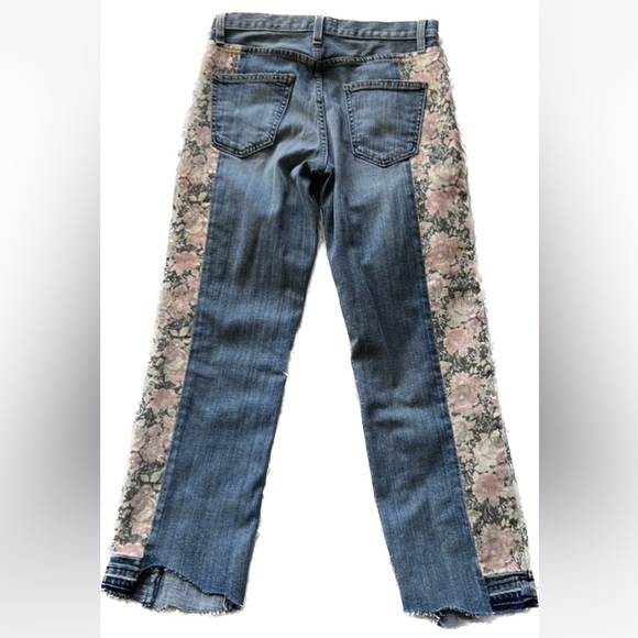 🎯Current/Elliott The Uneven Seamed Original Straight First Love Mixed Jeans - Picture 5 of 14